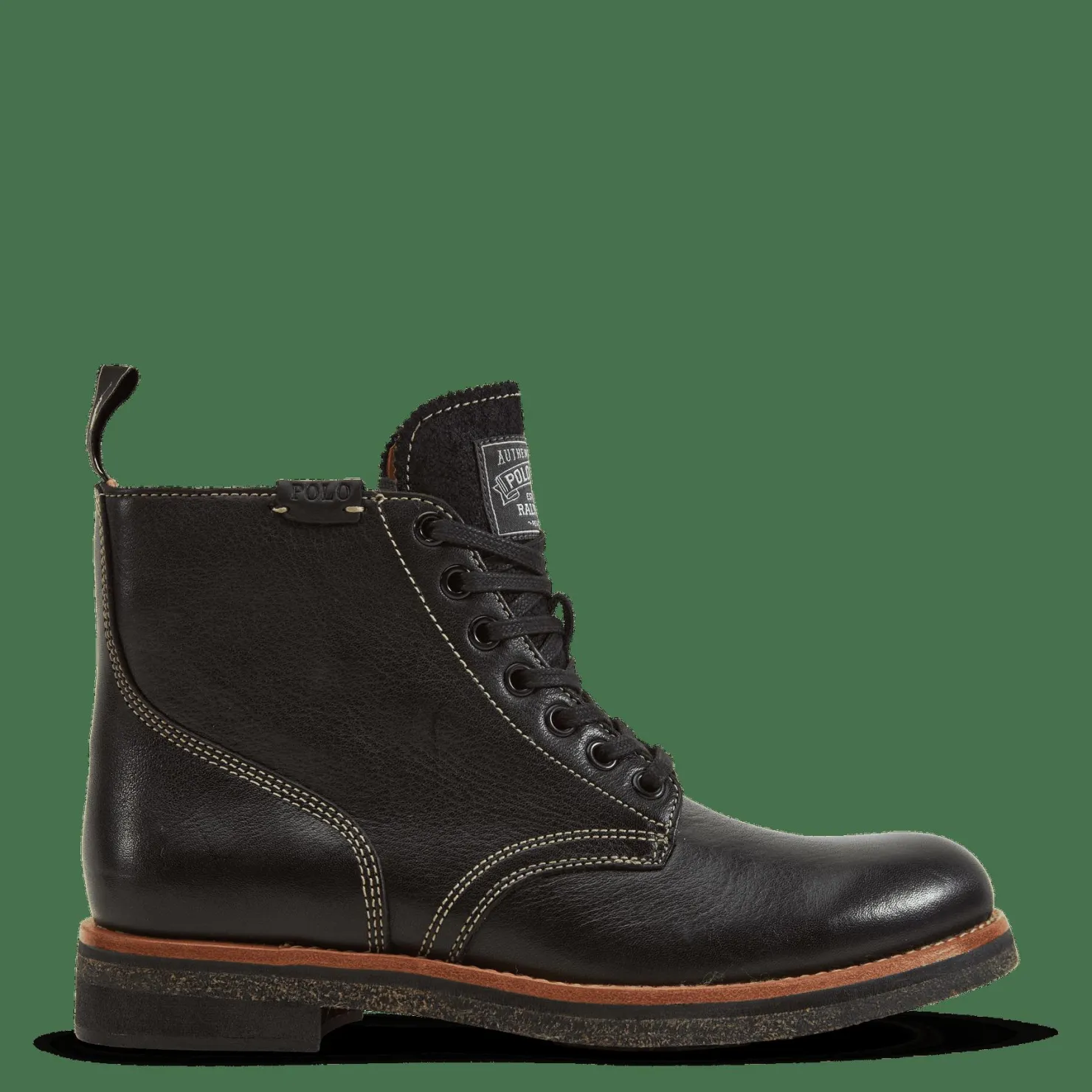 Polo Ralph Lauren Tumbled Leather Boot Black Svart Outlet