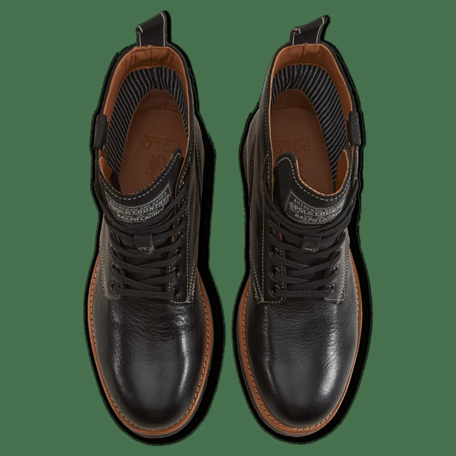 Polo Ralph Lauren Tumbled Leather Boot Black Svart Outlet