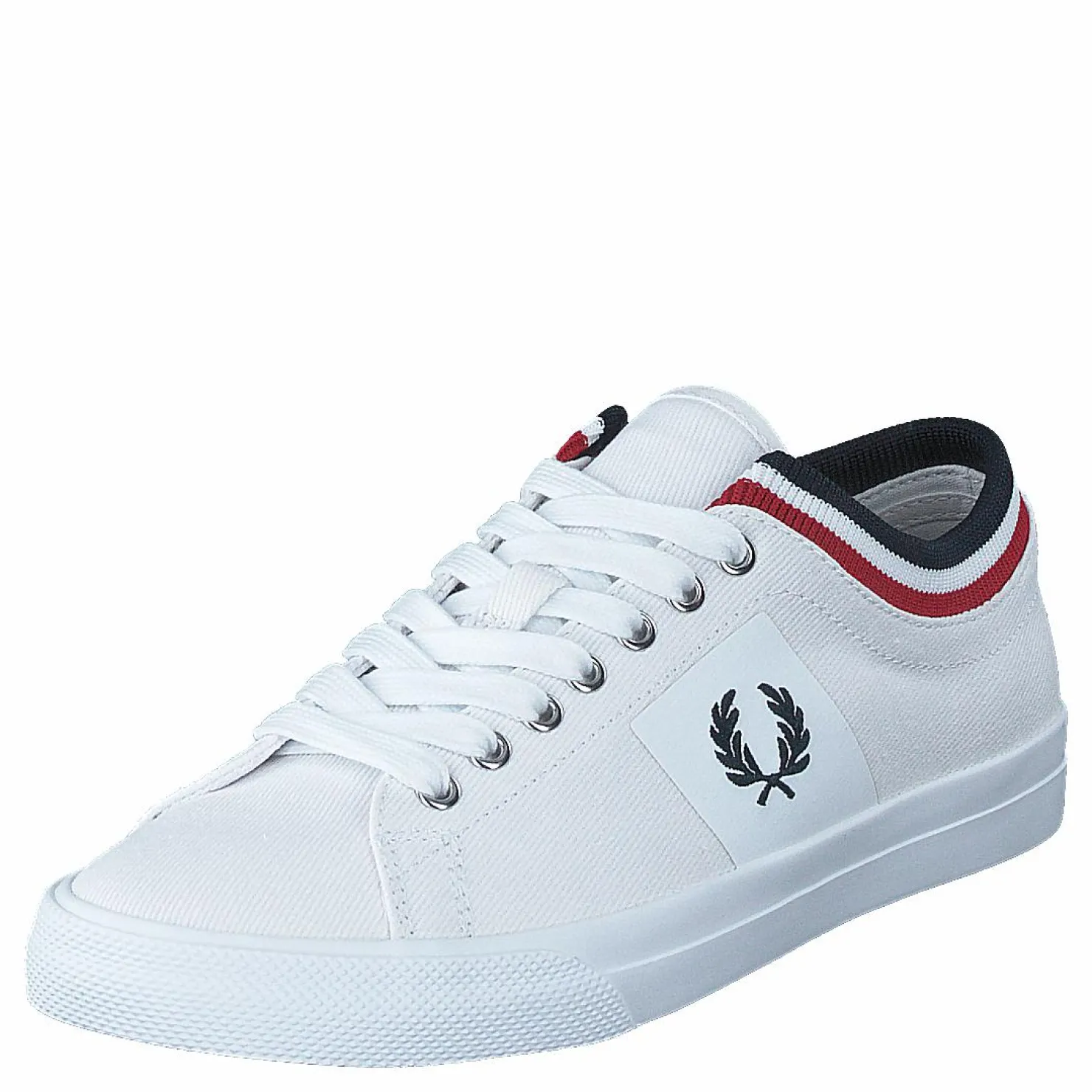 Fred Perry Underspin Tipped Cuff Twill White/navy Vit Outlet