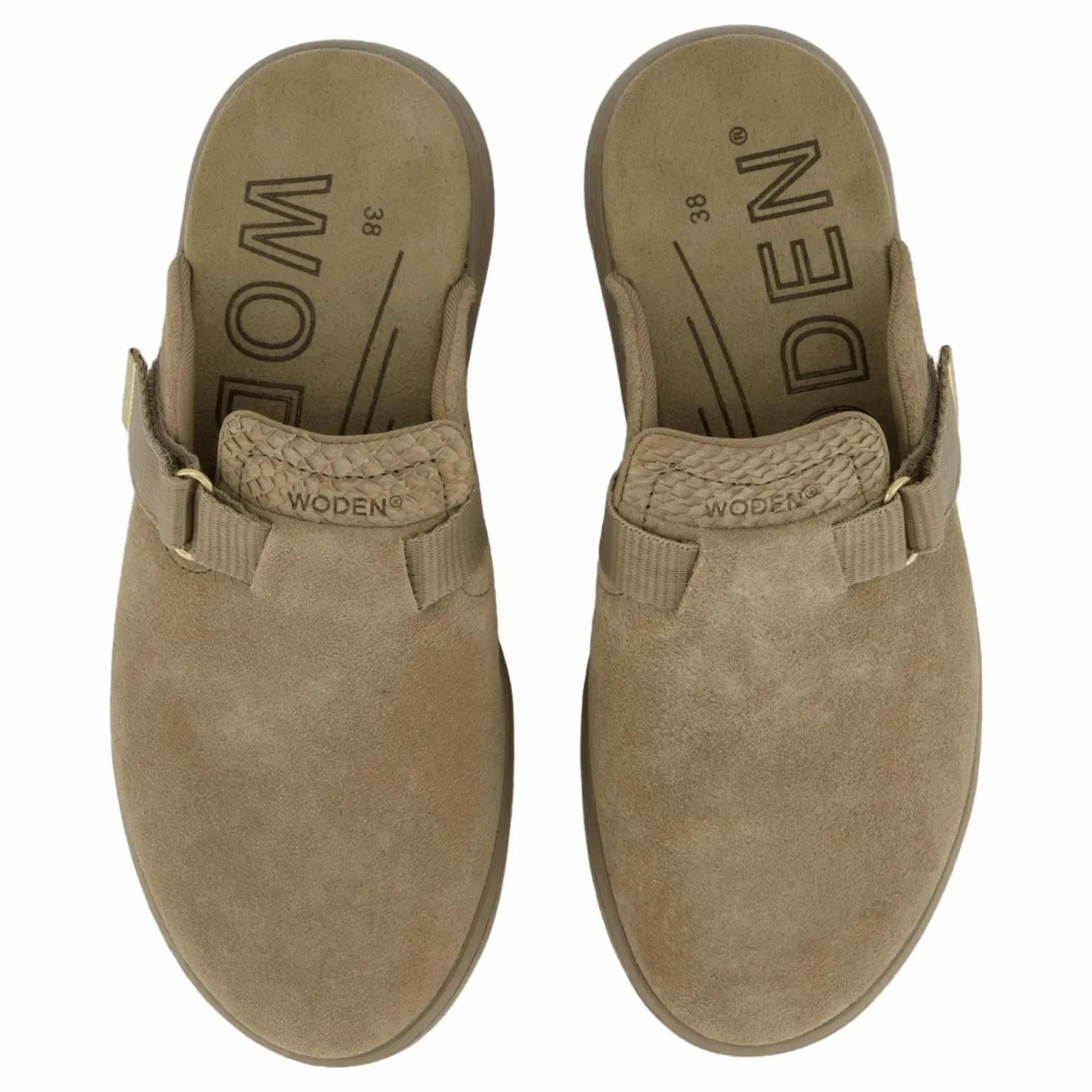 Woden Vega Clog Suede Silver Mink Beige Hot