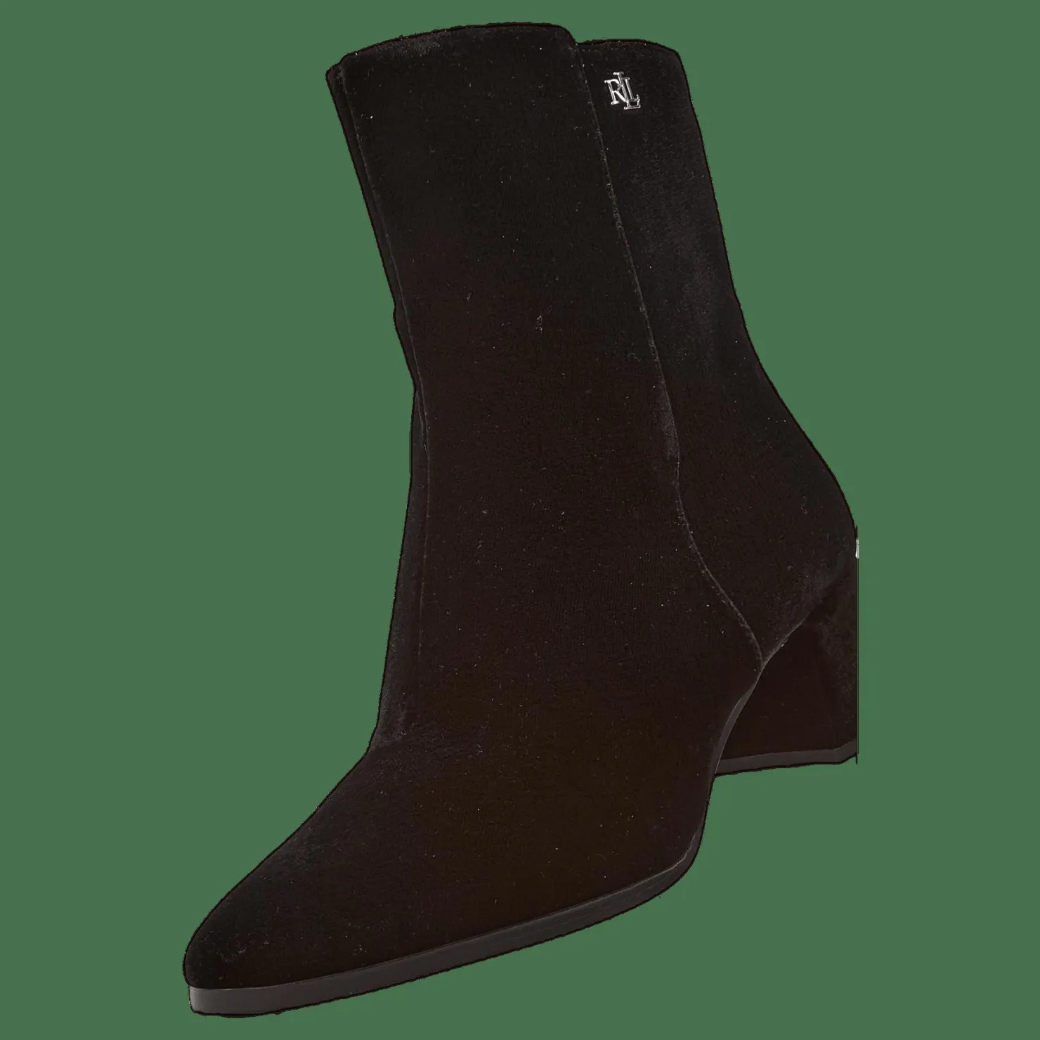 Lauren Ralph Lauren Wendey II Velvet Bootie Black Svart New