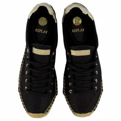Replay Winn Espadrille Black Svart och Metallisk Sale