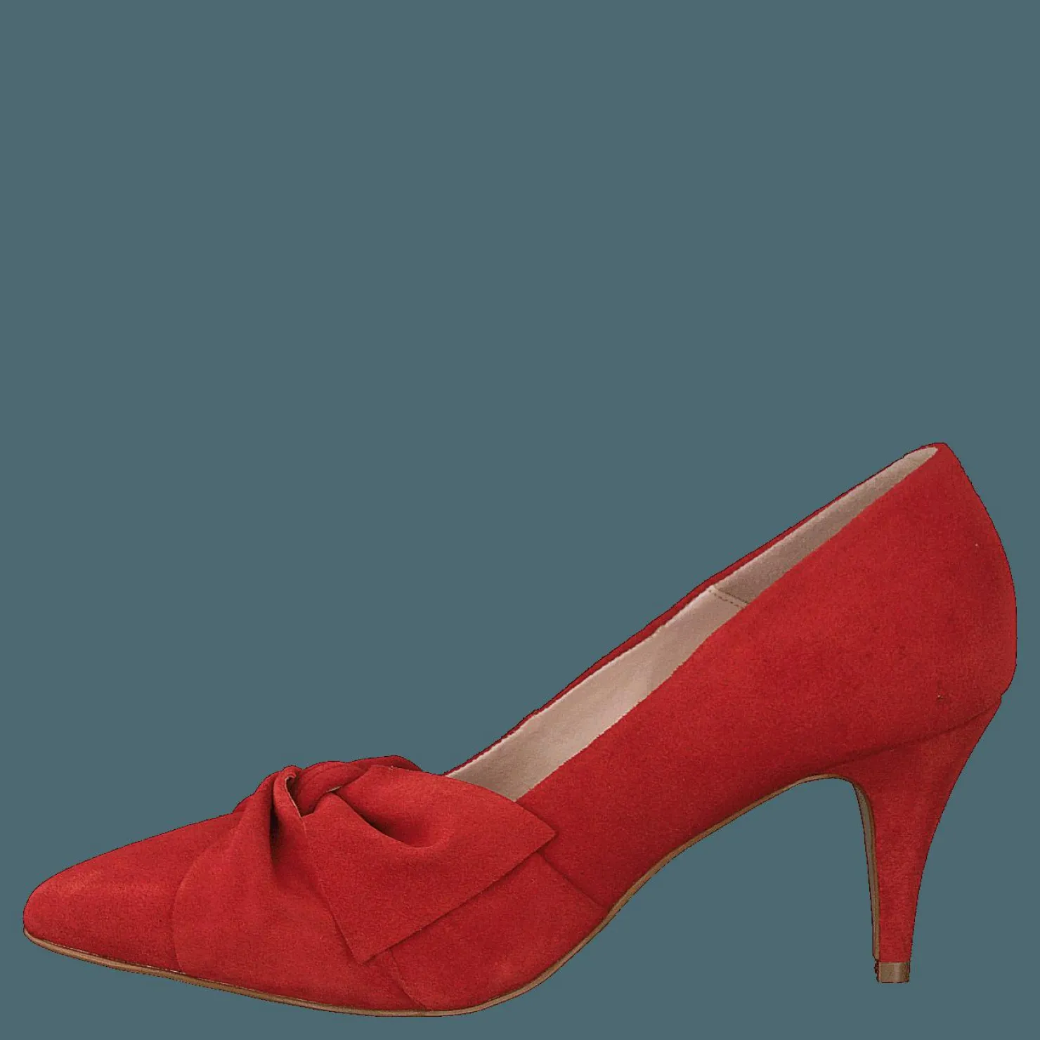 Bianco Zita Suede Bow Pump 441 - Red 1 Röd New