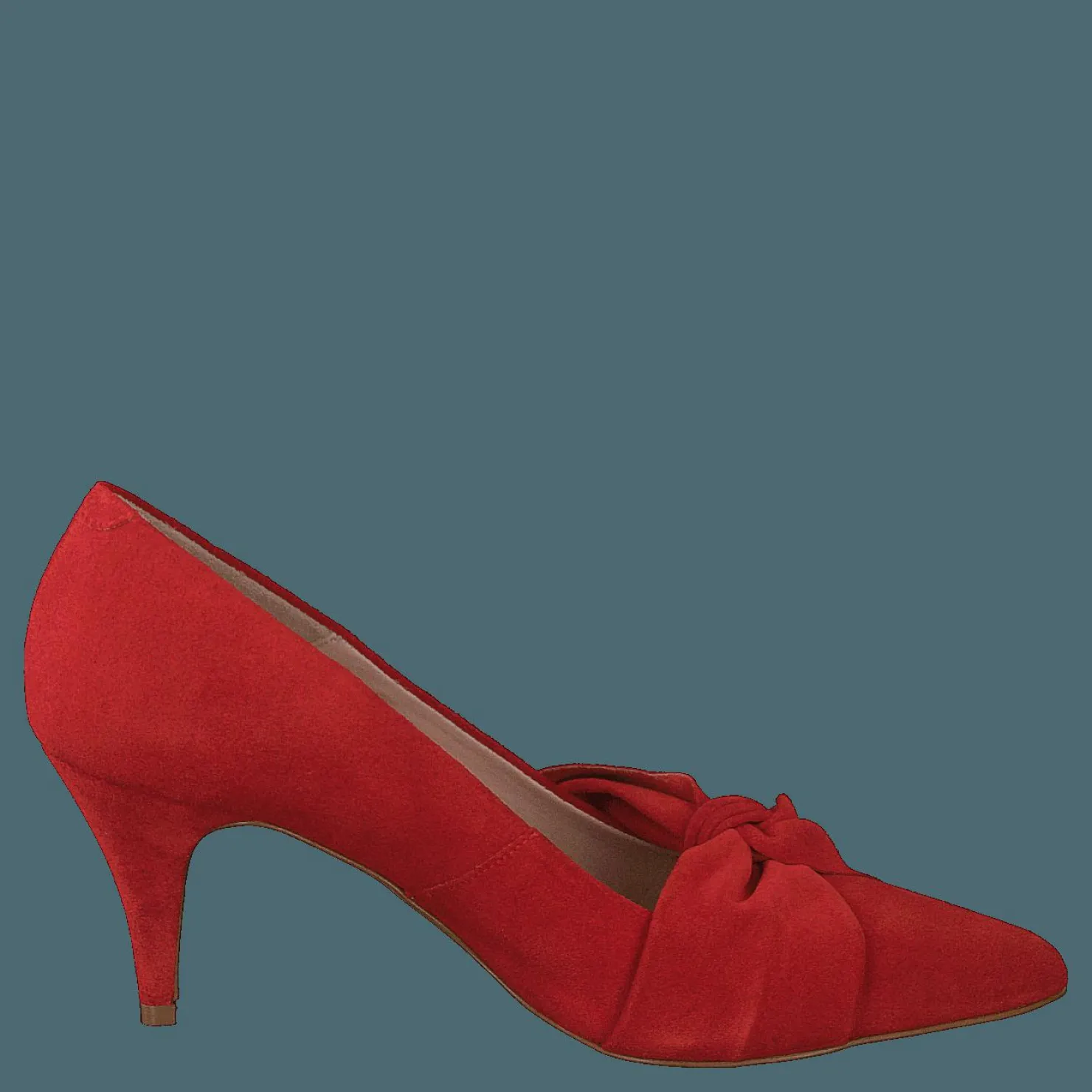 Bianco Zita Suede Bow Pump 441 - Red 1 Röd New