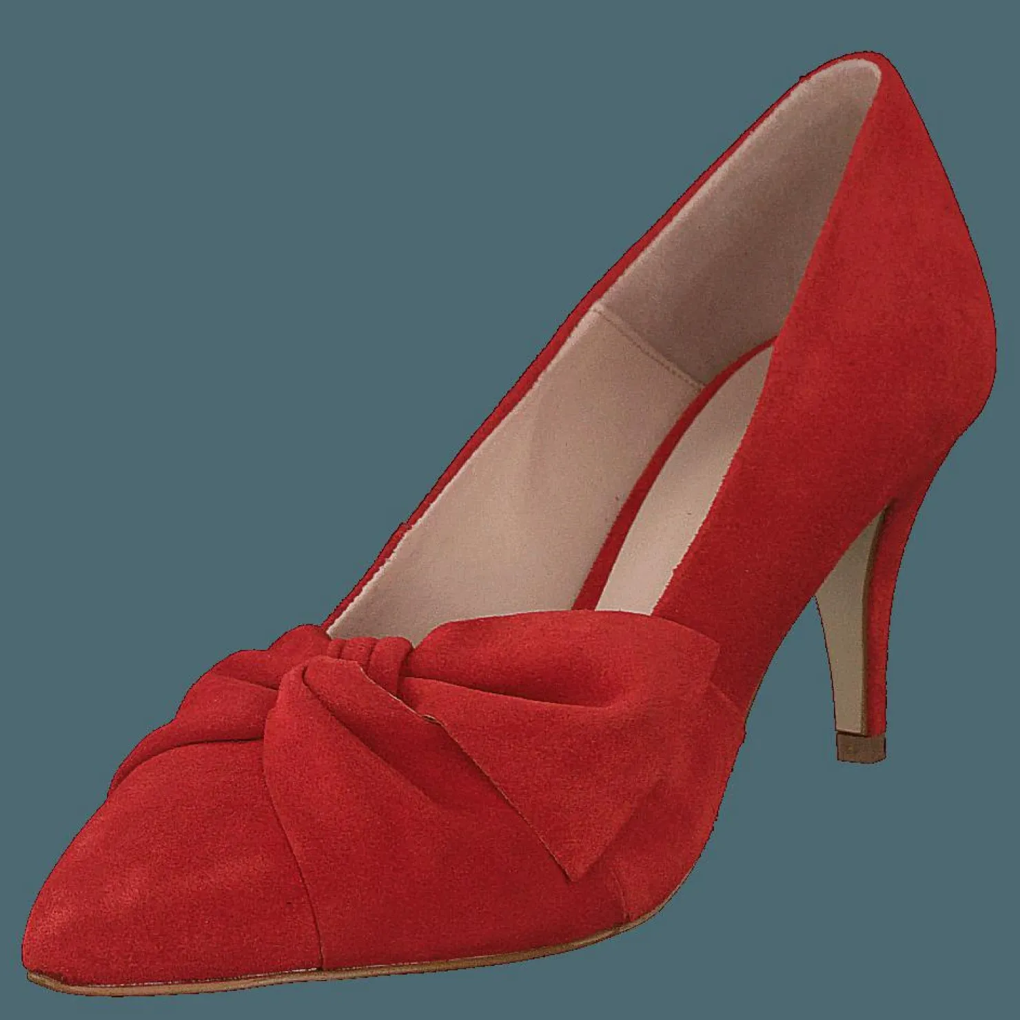 Bianco Zita Suede Bow Pump 441 - Red 1 Röd New