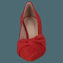 Bianco Zita Suede Bow Pump 441 - Red 1 Röd New