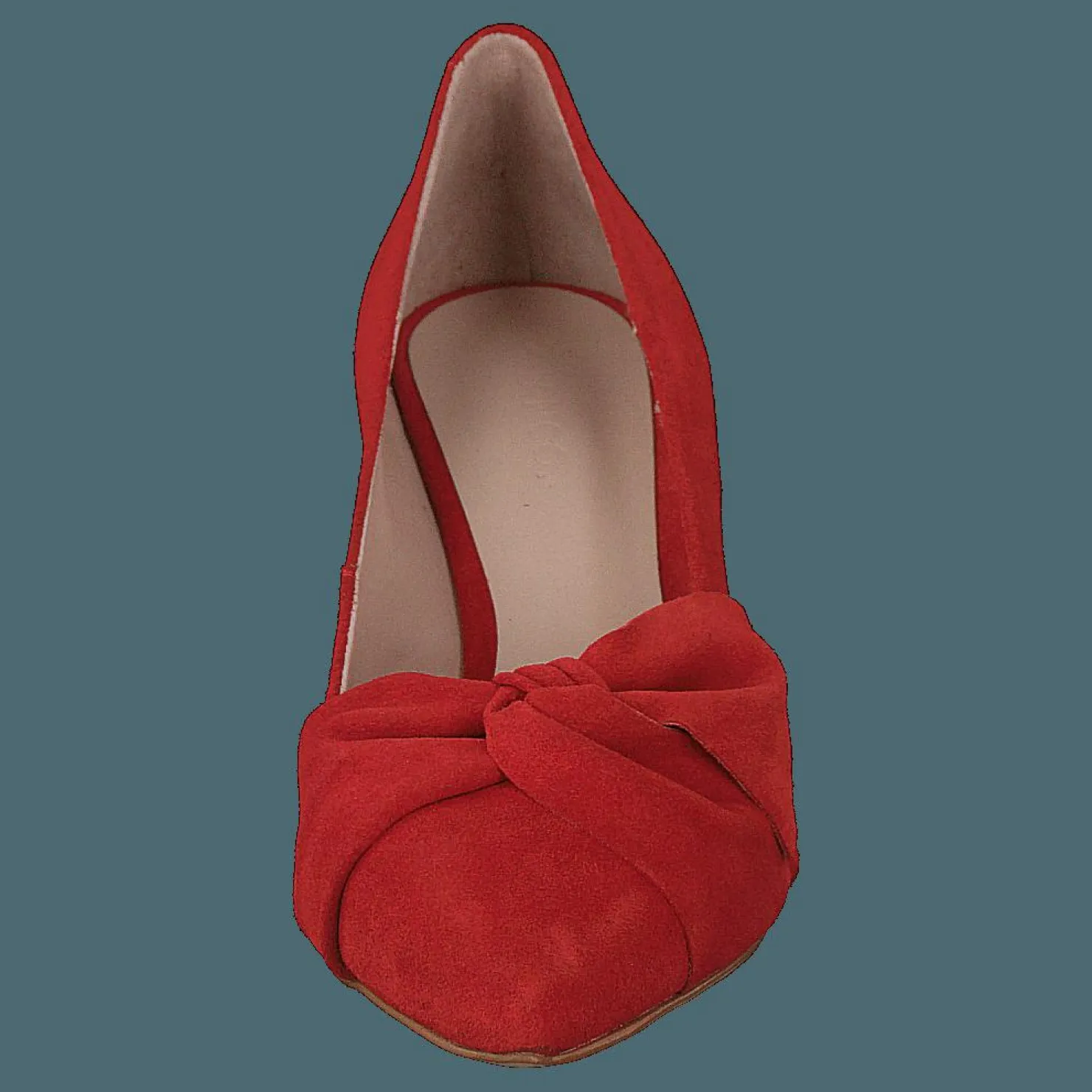 Bianco Zita Suede Bow Pump 441 - Red 1 Röd New