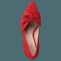 Bianco Zita Suede Bow Pump 441 - Red 1 Röd New